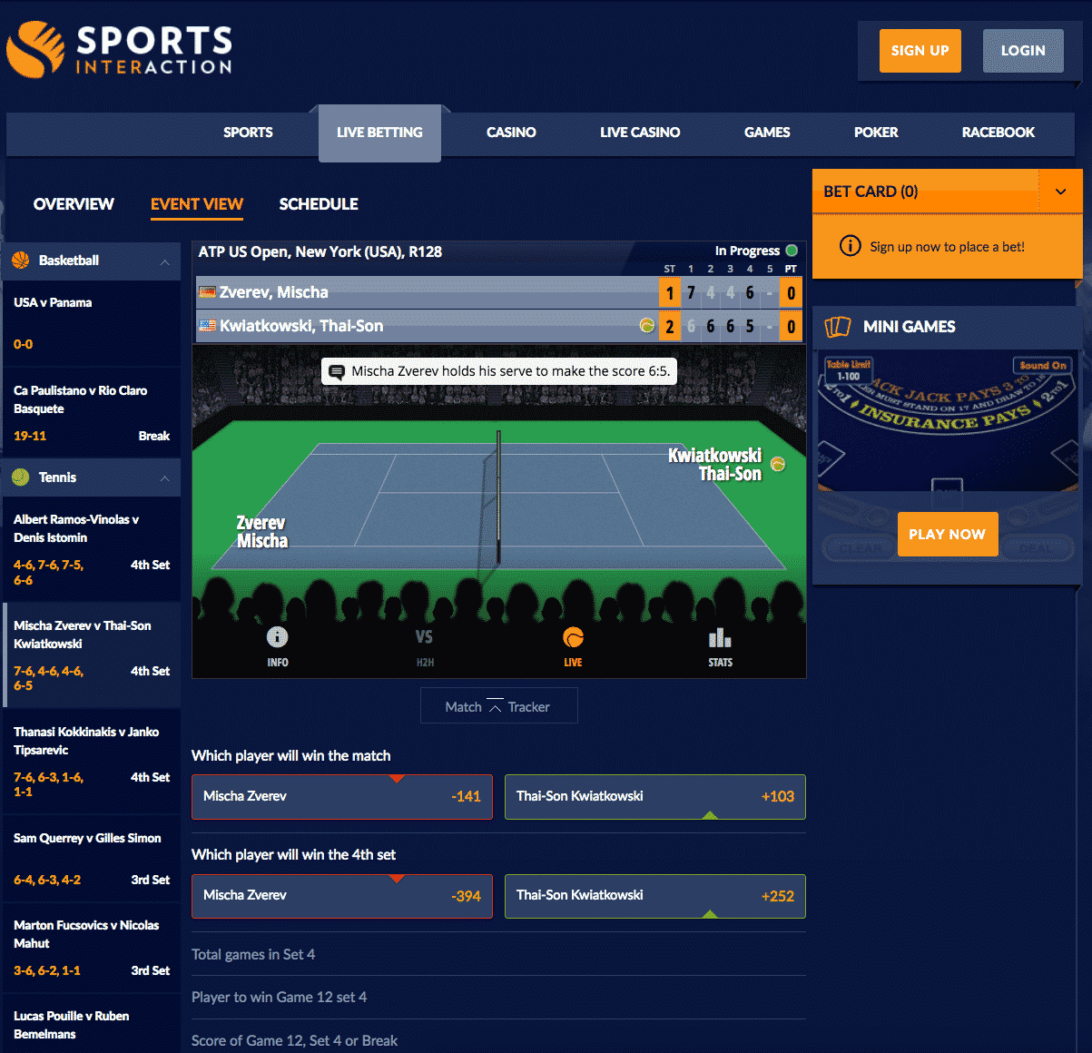 Sports Interaction live betting 3