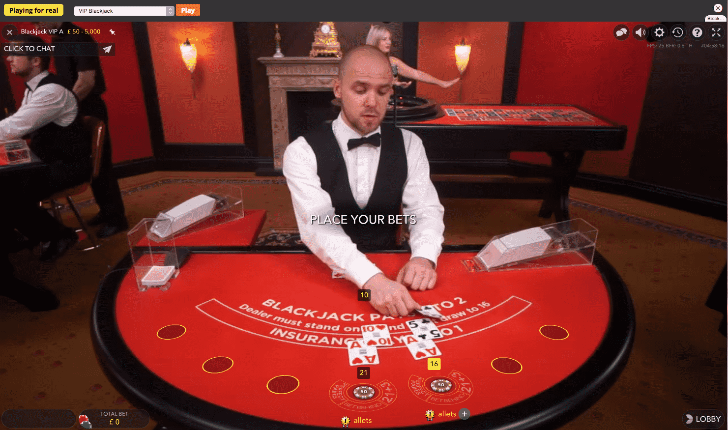 Sports Interaction live dealer blackjack