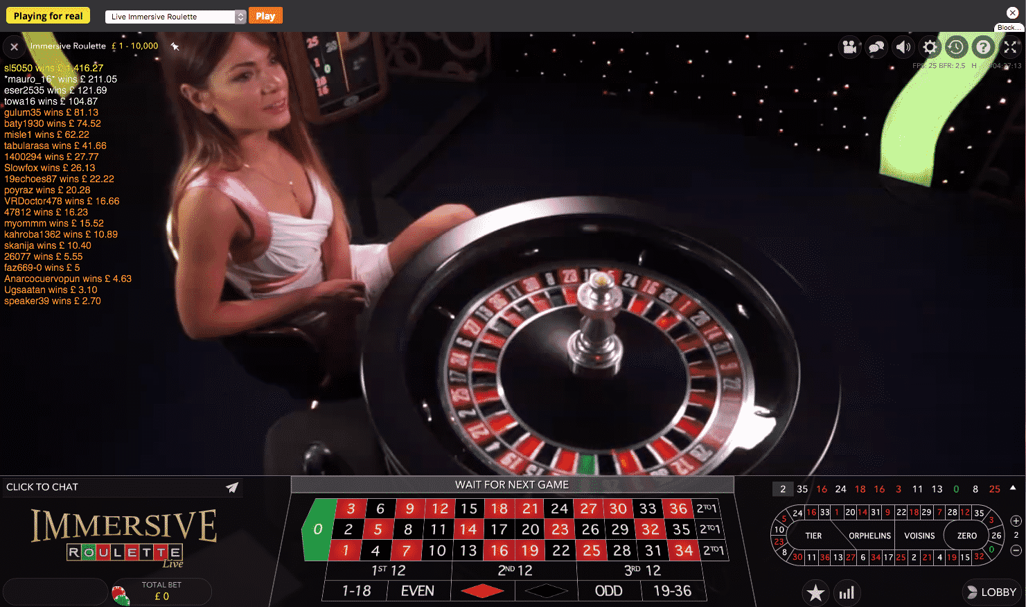 Sports Interaction live dealer roulette